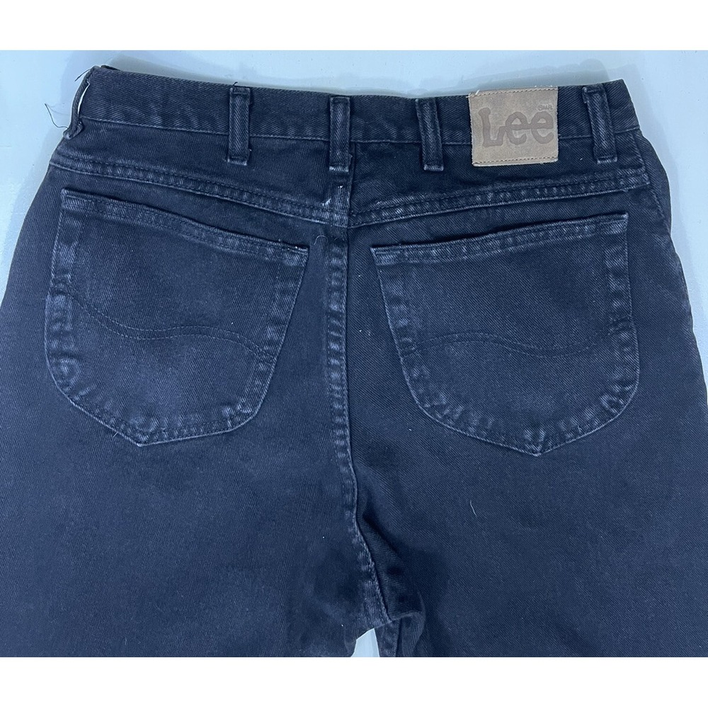 VTG Lee MR Jeans Men 30x35 34x36 Tag Black Thick Denim Straight Zip  Made in USA - Picture 8 of 10